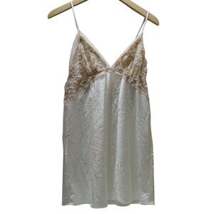 Flora Nikrooz Chemise White Gold Lace Womens Small Camisole Slip Bridal Wedding
